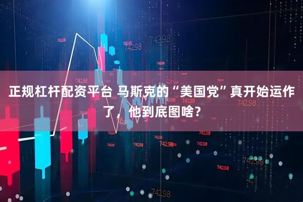 正规杠杆配资平台 马斯克的“美国党”真开始运作了，他到底图啥？